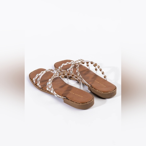 NWT AZALEA WANG All Day Long Flat Sandal In Clear PVC - Picture 5 of 7